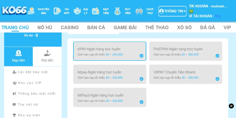 Hướng dẫn quá trình rút tiền Ko66 siêu dễ